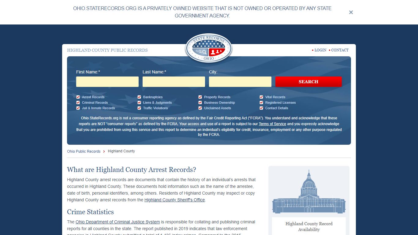 Highland County Arrest, Court, and Public Records | StateRecords.org
